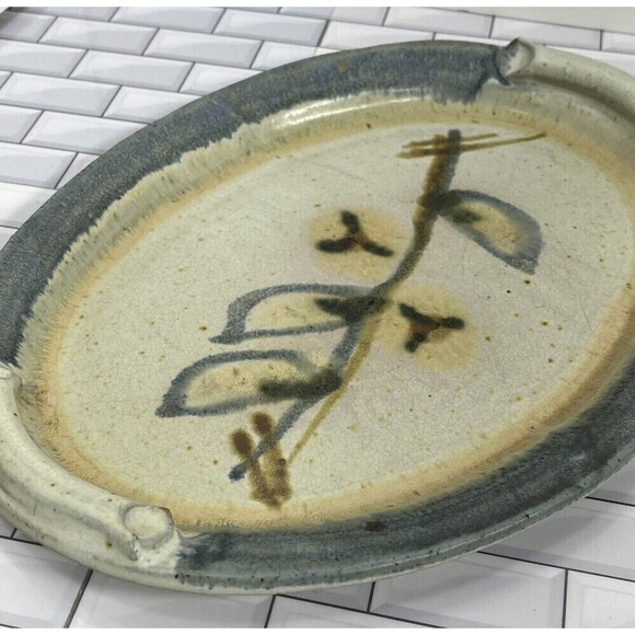 Vintage 1987 Studio Art Pottery Stoneware Tray Japanese Style Salt Glaze Signed - Picture 3 of 14